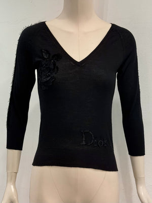 A/W2005 Christian Dior by John Galliano velvet logo rose knit