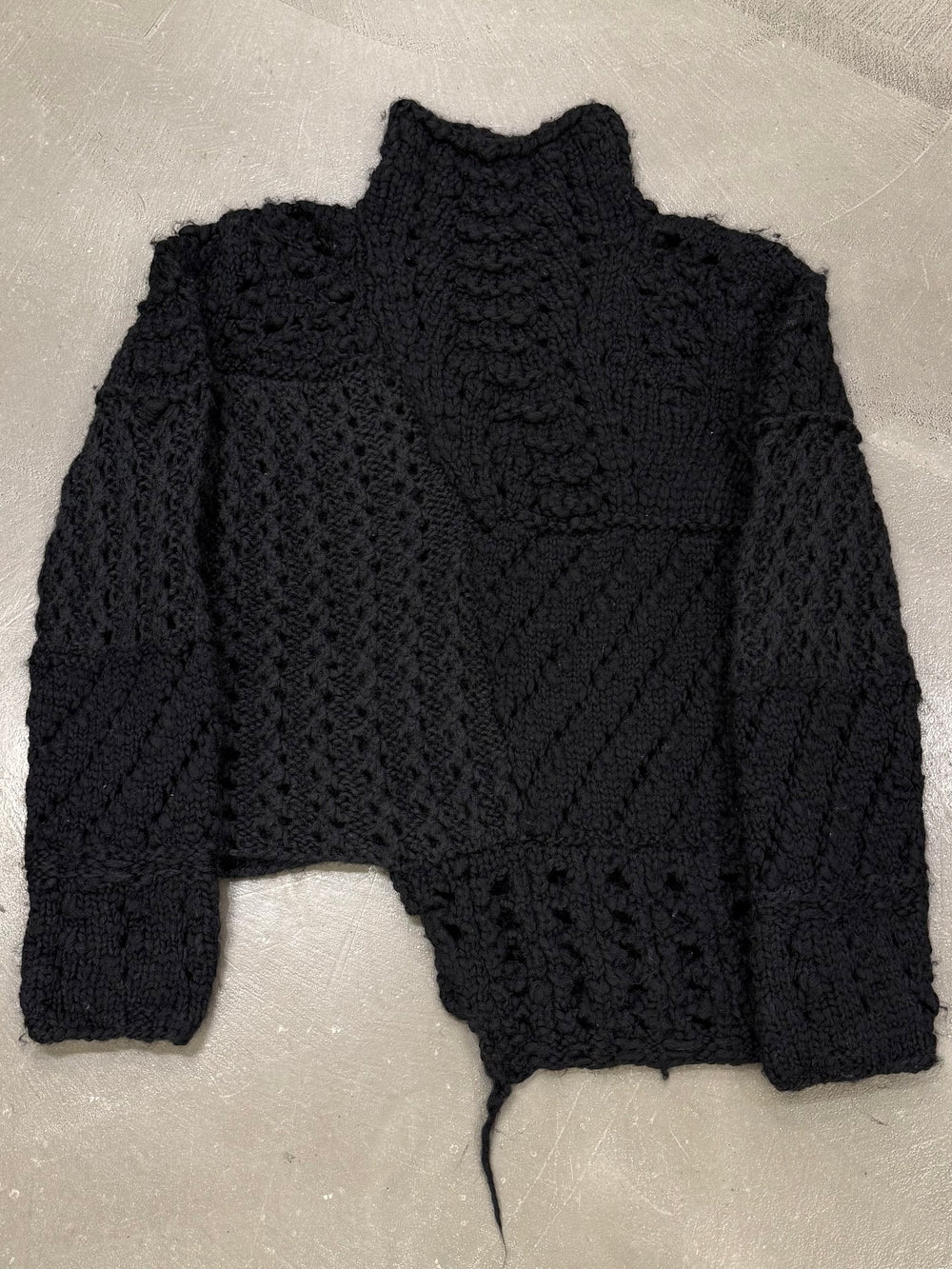 1990s Emporio Armani patchwork heavy hand knitted sweater