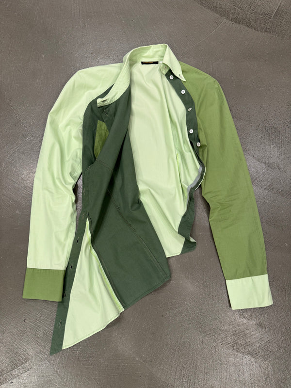 1990s Alexander McQueen asymmetrical color block shirt