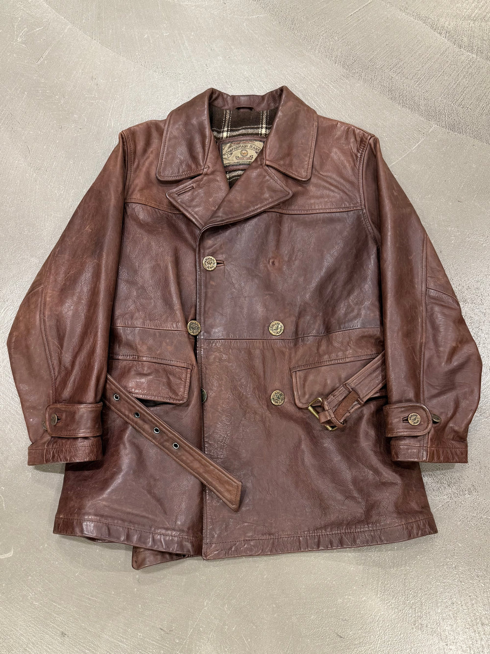 1990s Armani cropped leather trench coat