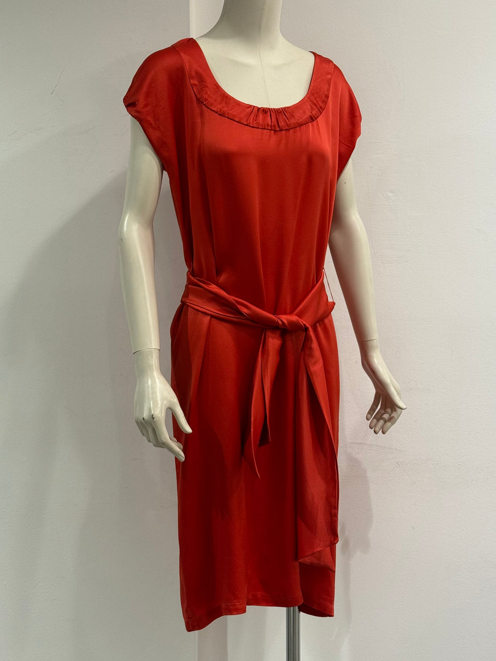 2000s Yves Saint Laurent silk belted draped dress