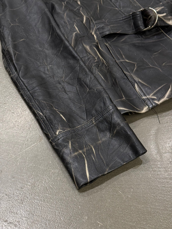 2000s Plein Sud dyed effect distressed leather jacket