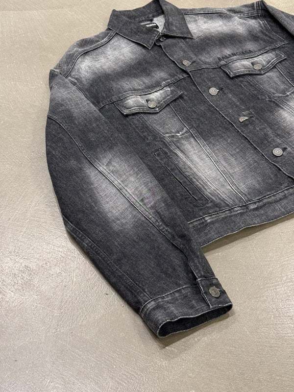 Balenciaga faded logo oversized denim jacket