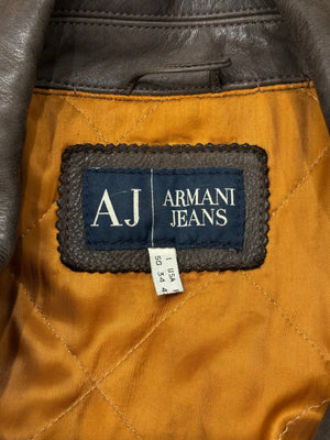 2000s Armani leather zip jacket