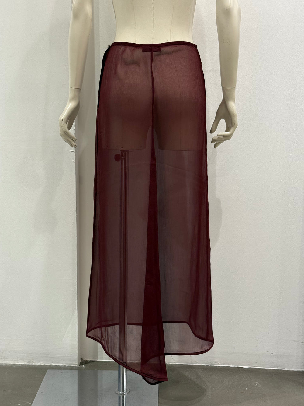 S/S1997 Prada silk long red skirt