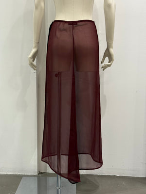 S/S1997 Prada silk long red skirt