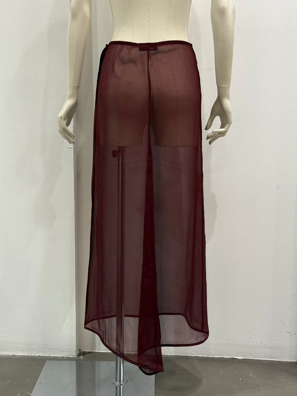 S/S1997 Prada silk long red skirt