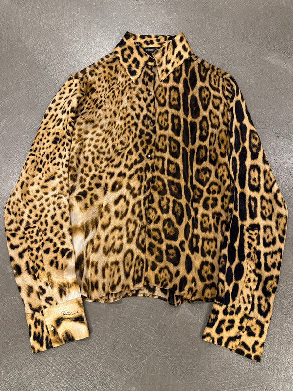 2000s Roberto Cavalli silk leopard-print Shirt