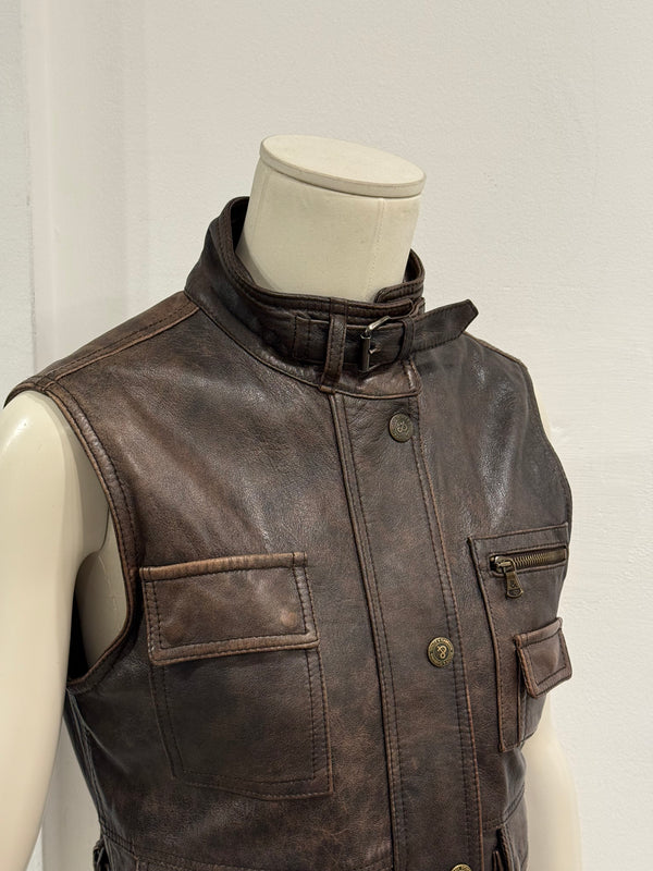 2000S Dolce & Gabbana military cargo leather vest