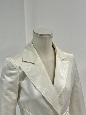 2000s Roberto Cavalli ivory satin tailored blazer