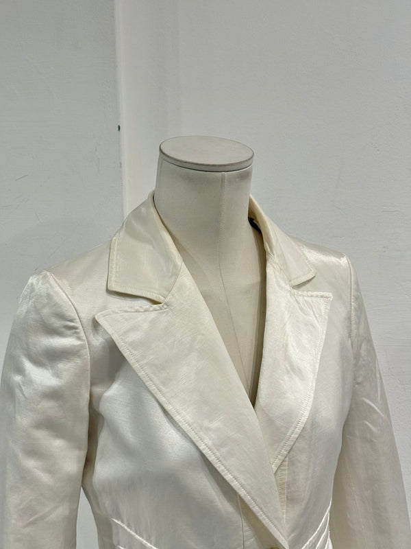 2000s Roberto Cavalli ivory satin tailored blazer