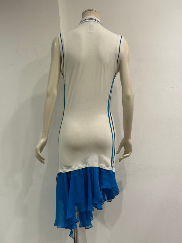 2000s Dolce & Gabbana sleeveless ruffle hem hybrid polo dress
