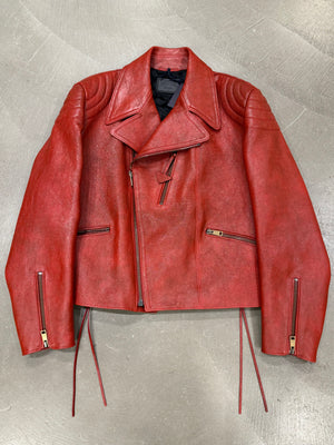 S/S2022 Prada by Raf Simons oversized biker leather jacket