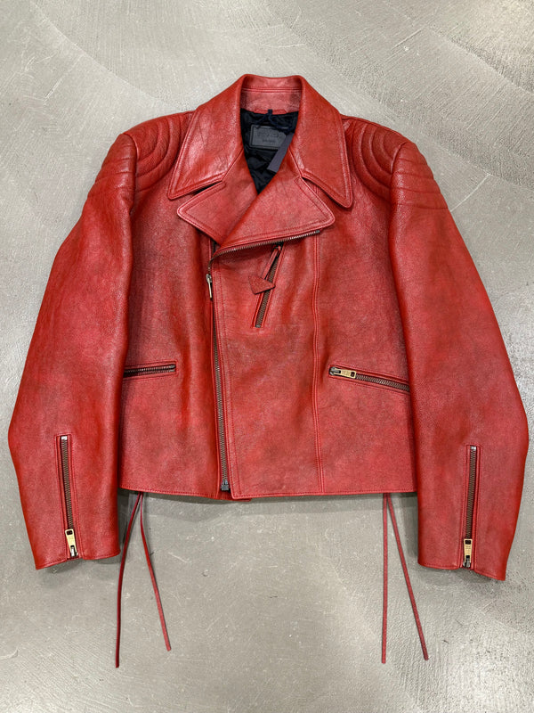 S/S2022 Prada by Raf Simons oversized biker leather jacket