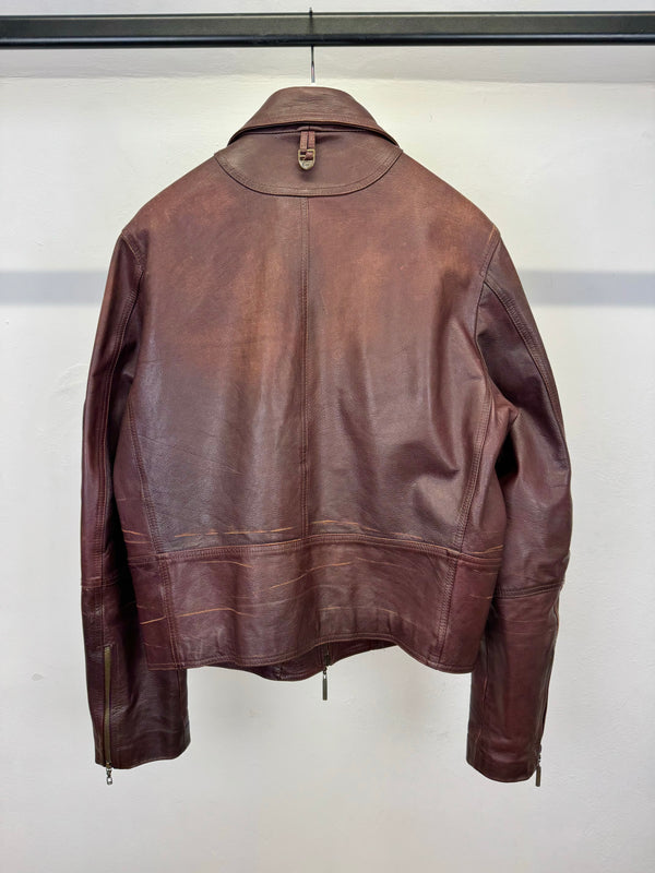 2004 Roberto Cavalli faded zipper leather jacket