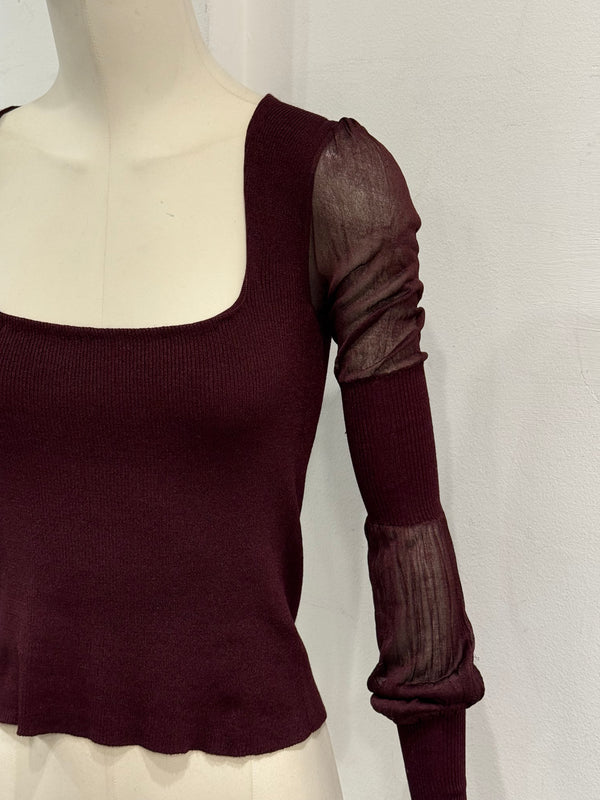 A/W2002 Yves Saint Laurent by Tom Ford sheer sleeve top