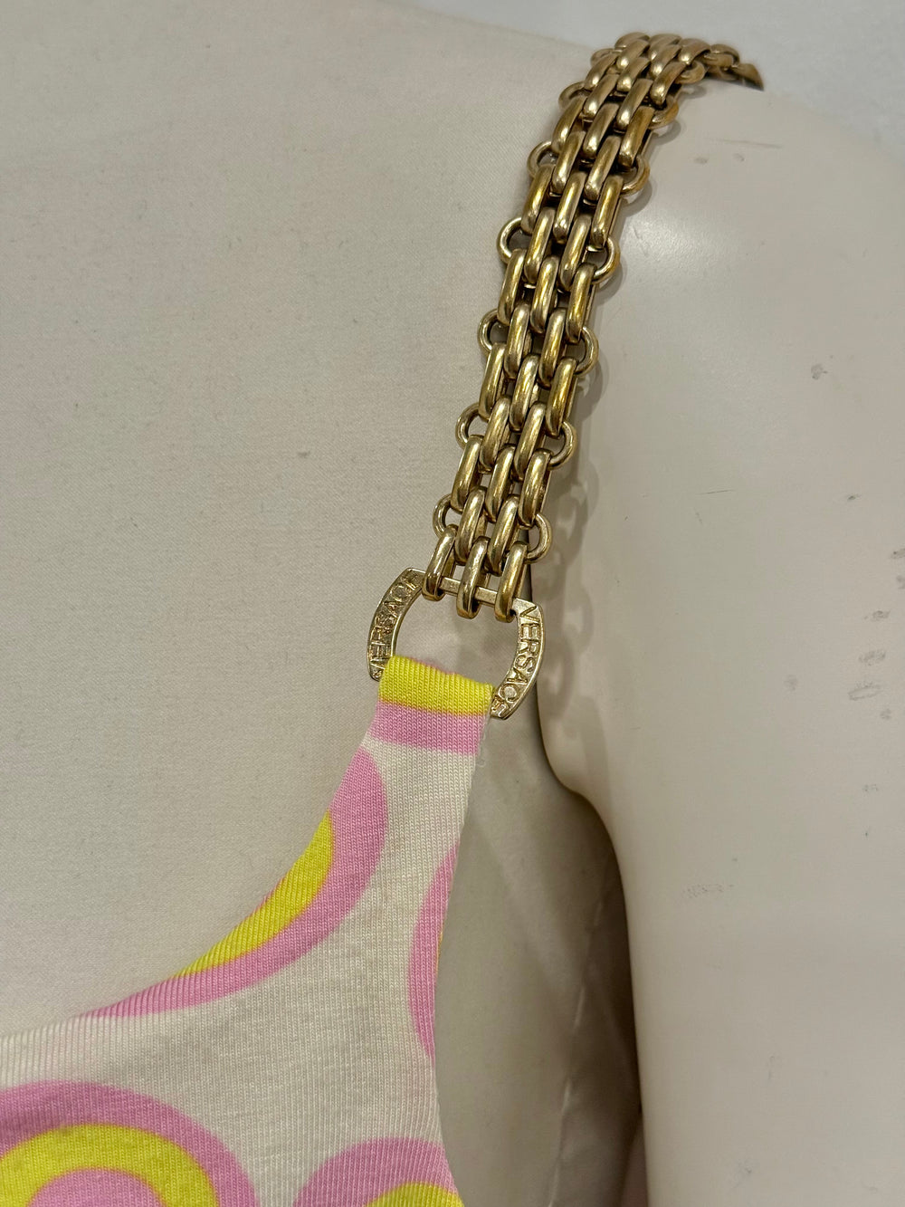 2000s Gianni Versace metal strap floral top