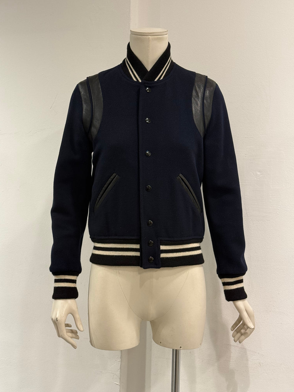 2014 Saint Laurent by Hedi Slimane teddy varsity jacket