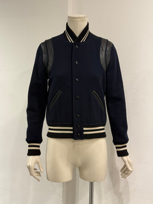 2014 Saint Laurent by Hedi Slimane teddy varsity jacket