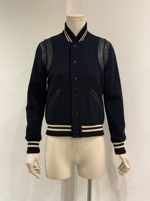 2014 Saint Laurent by Hedi Slimane teddy varsity jacket
