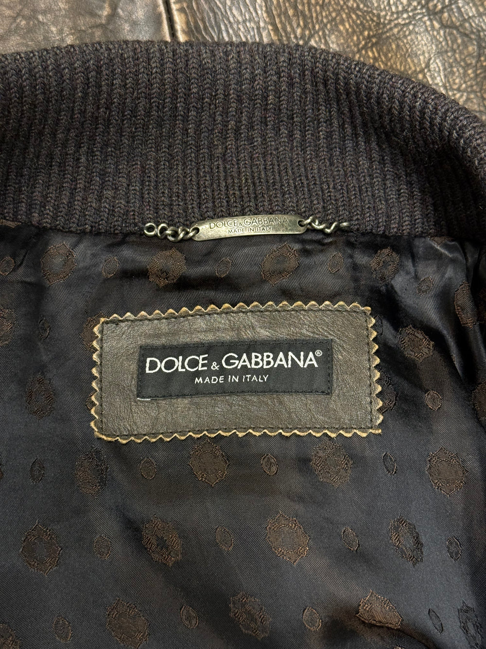 2000s Dolce & Gabbana leather panel hybrid knit jacket