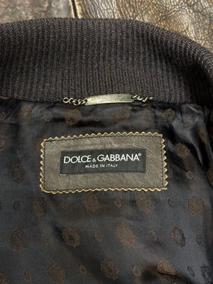 2000s Dolce & Gabbana leather panel hybrid knit jacket