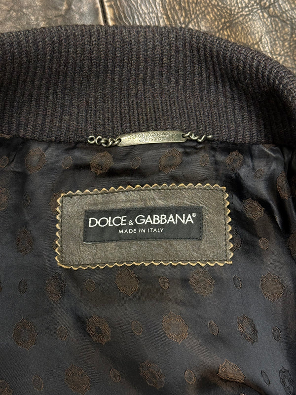2000s Dolce & Gabbana leather panel hybrid knit jacket