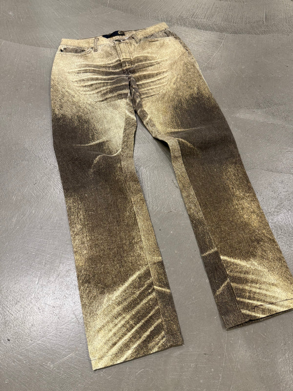 2000s Cavalli faded effect print jeans