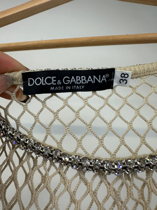 SS2002 Dolce & Gabbana J-Lo fishnet Swarovski top