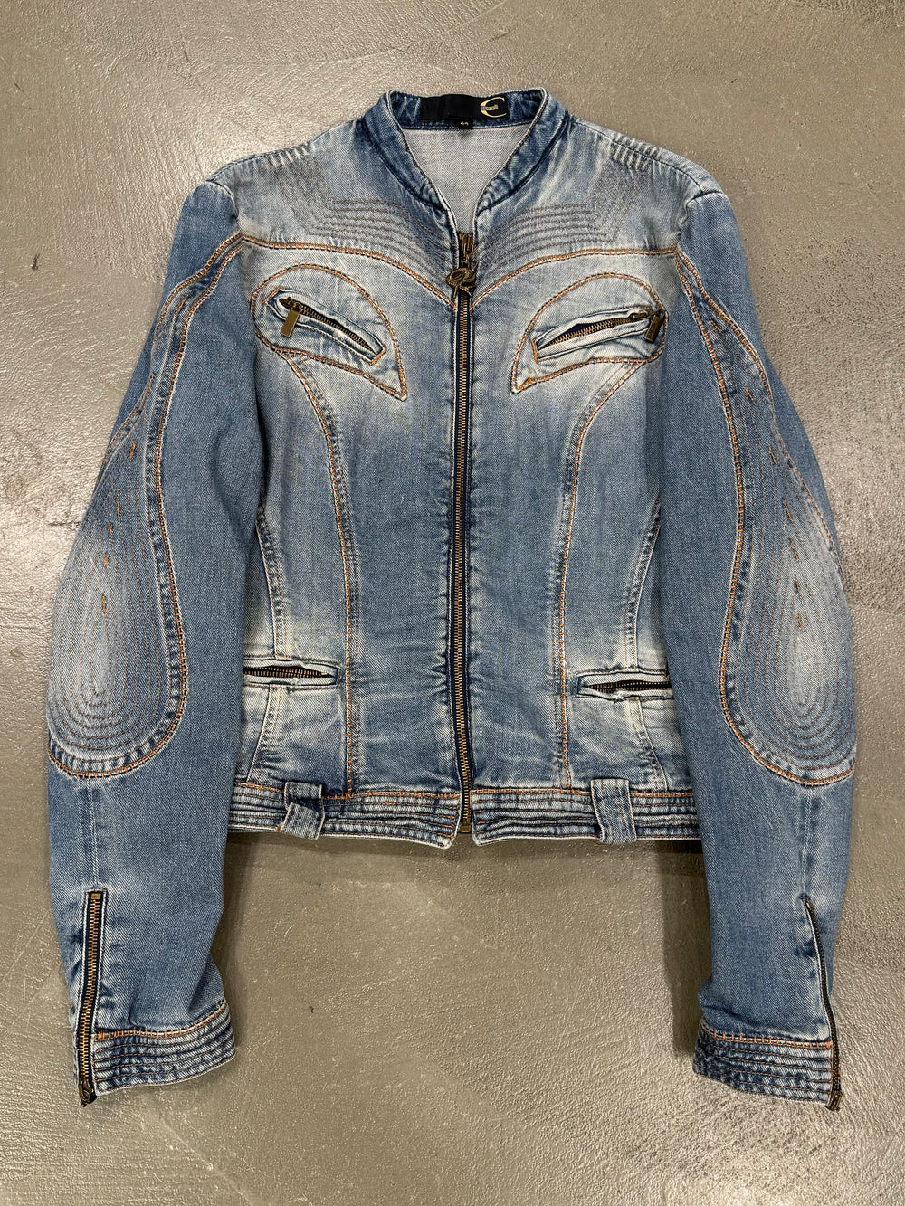 2000s Cavalli biker moto denim jacket