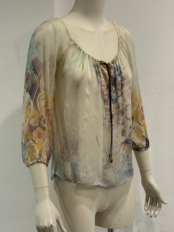 2000s Roberto Cavalli lace up blouse top