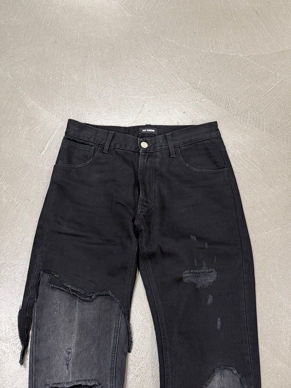A/W2019 Raf Simons distressed black double layer pants