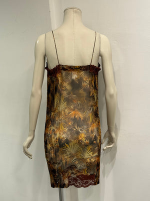 1990s Jean Paul Gaultier tropical mesh lace-trim dress
