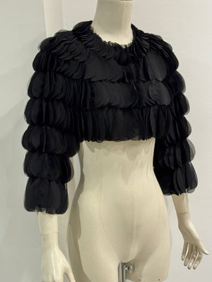 2000s Roberto Cavalli sculptural cropped bolero jacket with tiered petal detailing