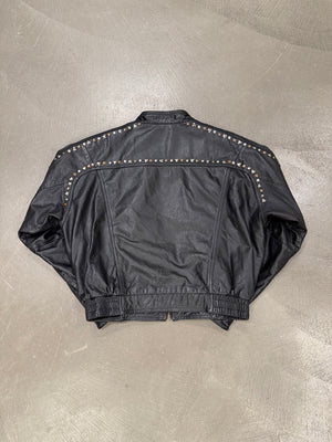 1990s Gianni Versace "Playboy" studded leather bomber jacket