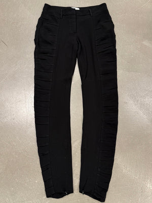 2000s Prada side-ruffle slim fit pants
