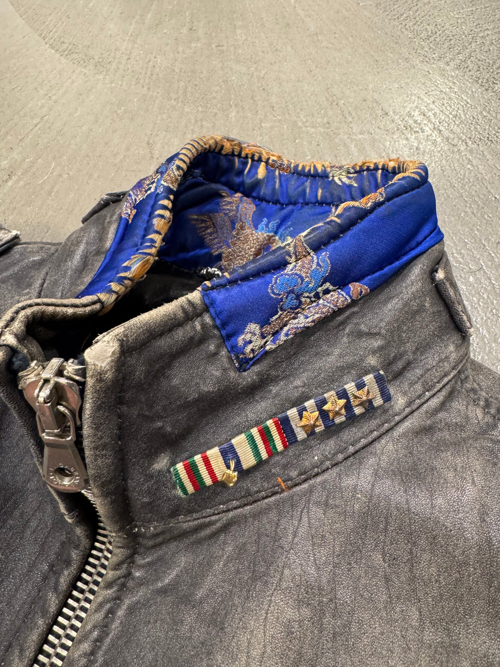 A/W2003 Dolce & Gabbana artisanal distressed sergeant leather jacket