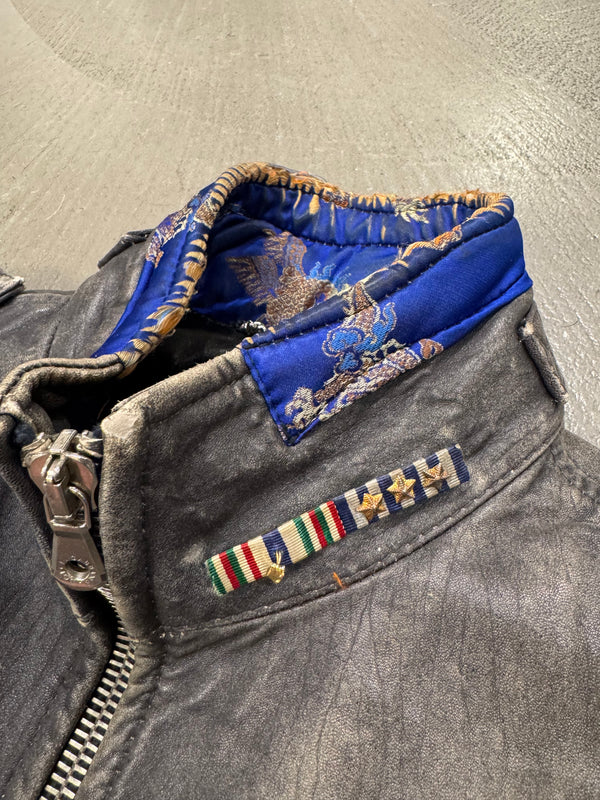 A/W2003 Dolce & Gabbana artisanal distressed sergeant leather jacket