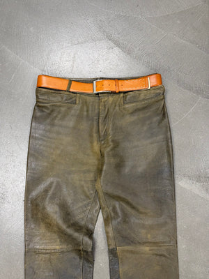 1990s Dirk Bikkembergs distressed leather belted pants