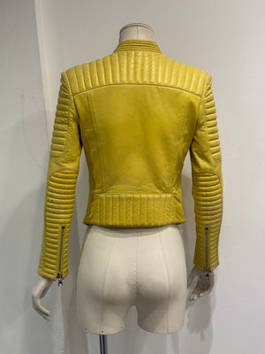 Balmain by Decarnin biker yellow leather jacket