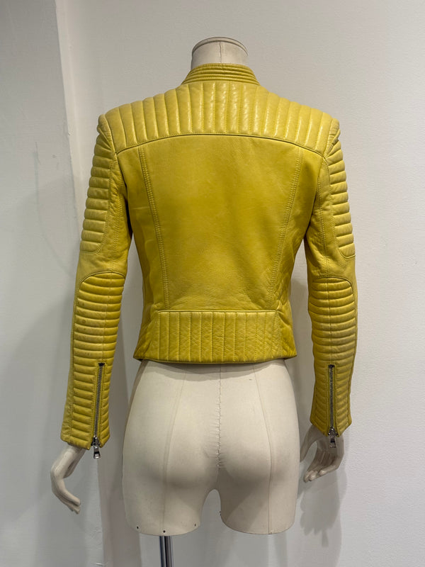 Balmain by Decarnin biker yellow leather jacket
