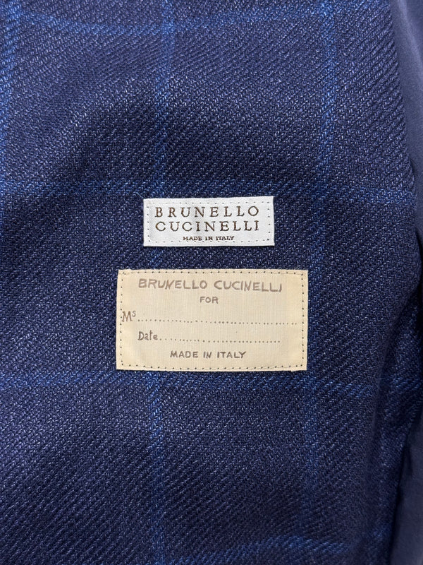 2000s Brunello Cucinelli double layer V-shape tartan blazer