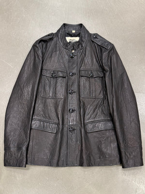 2000s Burberry leather military jacket