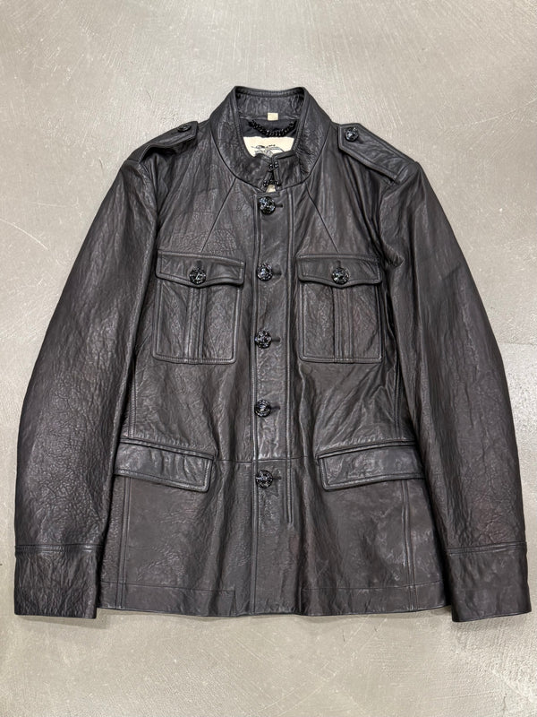 2000s Burberry leather military jacket