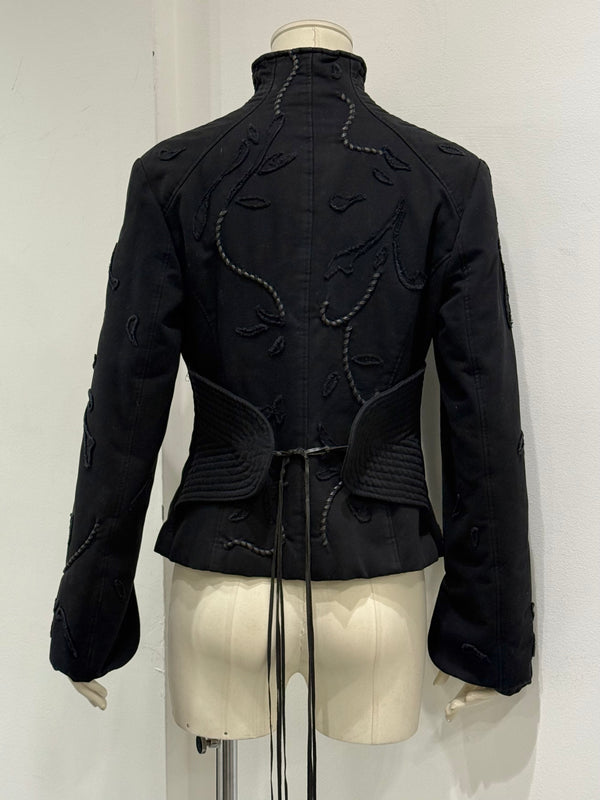 2000s Roberto Cavalli embroidered lace up jacket