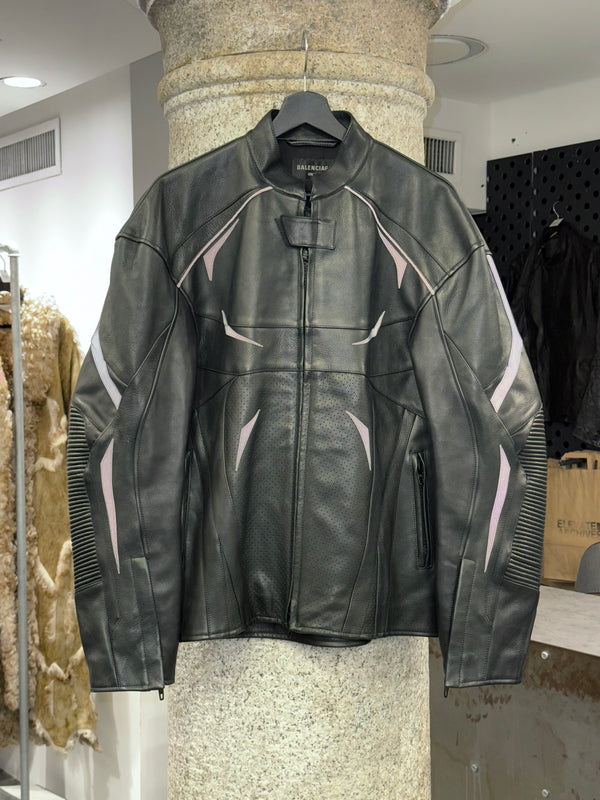 A/W2023 Balenciaga panelled leather moto biker jacket