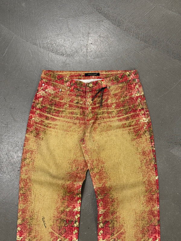 2000s Roberto Cavalli creckered faded jeans