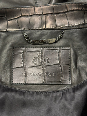 2000s Dolce & Gabbana café racer crocodile leather jacket