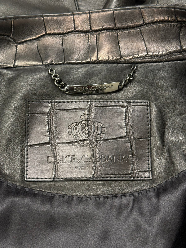 2000s Dolce & Gabbana café racer crocodile leather jacket