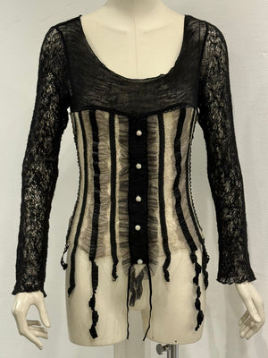 1990s Alexander McQueen lace corset top with crystal buttons